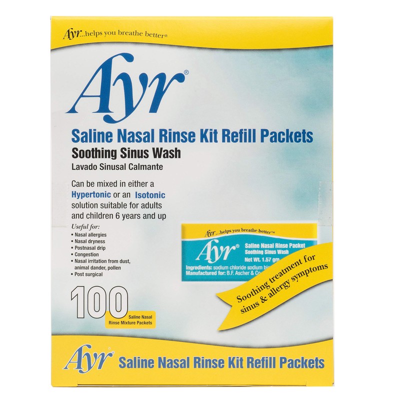 Ayr Saline Nasal Rinse Kit Refill Packets, 100-Count Packets (Pack