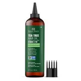 Botanic Hearth 100% Pure Tea Tree Oil for Hair Growth | Infused with Jojoba & Grapeseed Oils | Hair Oil Repairs Dry Damaged Hair, Strengthening, Healthier - Hair Tonic, 6.7 fl oz