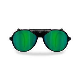 Bertoni Glacier Polarized Sunglasses for Mountain Hiking Trekking Ski mod ALPS Italy (Black - Polarized Green Mirror)