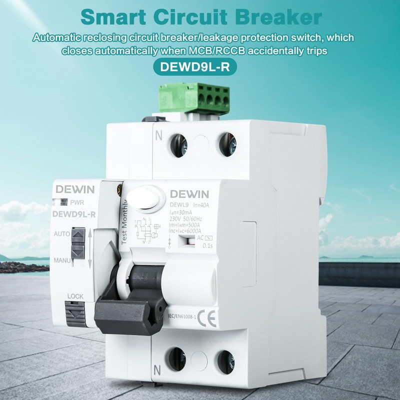 DEWIN Resettable Automatic Rearme Circuit Breaker, RCCB Automatic Reclosing Switch