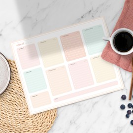 Weekly Planner Notepad - Weekly To Do List Notepad with 52 Tear-Off Sheets - Soft Pastel Weekly Planner Pad, Calendar, and To Do List Planner with Goals and Priorities - Weekly Desk Planner