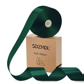 SDZMDL Forest Green Satin Ribbon for Gift Wrapping, Christmas Tree Decor, Bow & Eternal Flower Making, Floral Bouquets, Party Decoration, 1-1/2 Inch 50 x Yds.