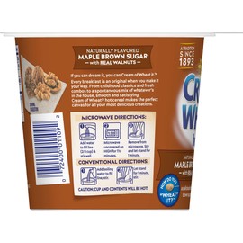 Cream of Wheat, Hot Cereal to Go, Maple Brown Sugar Walnut, 2.29 Ounce