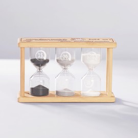 3-in-1 Perfect Bamboo Sand Timer, Includes 15, 20 and 30 Minute Sand Hourglass Timers,Sand Glass Timer Decor for Games Classroom Home Office or Keeping Time Around The Kitchen(BGW+152030)