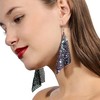 Trendy Women Earrings Metal Mesh Grid Sequins Tassel Long Drop