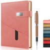 A5 Lined Leather Journal with Pen, 240 Pages Refillable Hardcover