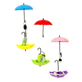 moin moin Hook, Small Umbrella, Lock, Wall Mount, Colorful Storage for Small Items, Wall Storage (Set of 6 Colors)