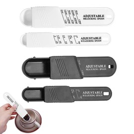4 Pcs Adjustable Measuring Spoons Set, Teaspoon Measuring Spoons, Tablespoon and Teaspoon Set, Measuring Dry/Liquid Ingredients, Metering Spoon for Baking, Cooking, Powder (2 White+2 Black)