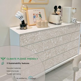 Heroad Peel and Stick Wallpaper Boho Beige Contact Paper Floral Wall Paper Removable Self Adhesive Wallpaper for Cabinet Bedroom Living Room Entryway Walls Bathroom Waterproof Vinyl Roll 17.3''x78.7''