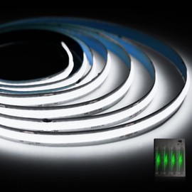 Smacen Battery Powered COB Led Strip Lights, 3.28Ft Battery Operated 6000K Cool White LED Strip Lights, High Brightness Flexible LED Tape Lights for TV, Cabinet, Bedroom, Party, Home DIY Decoration
