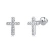 Cross Earrings Hypoallergenic Screw Back Earrings,925 Sterling Silver Post Stud