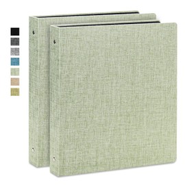 Vienrose 3 Ring Binder 1 Inch Round Rings with Linen Fabric Cover, Fits 8.5 x 11 Inch Paper, Durable Organizer for School, Office, Home, Recipes (2 Pack,LightGreen)
