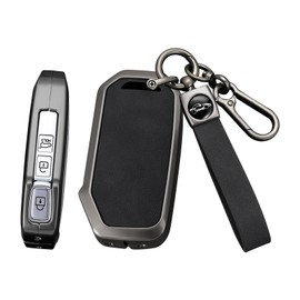 ontto Car Key Fob Cover Case fit for Kia Sportage For Kia Ray Sorento Soul Telluride Cerato 2020 K5 K8 2022 Smart Key holder Metal Leather Shell keyring keychain bag accessories 3/4 buttons Black A