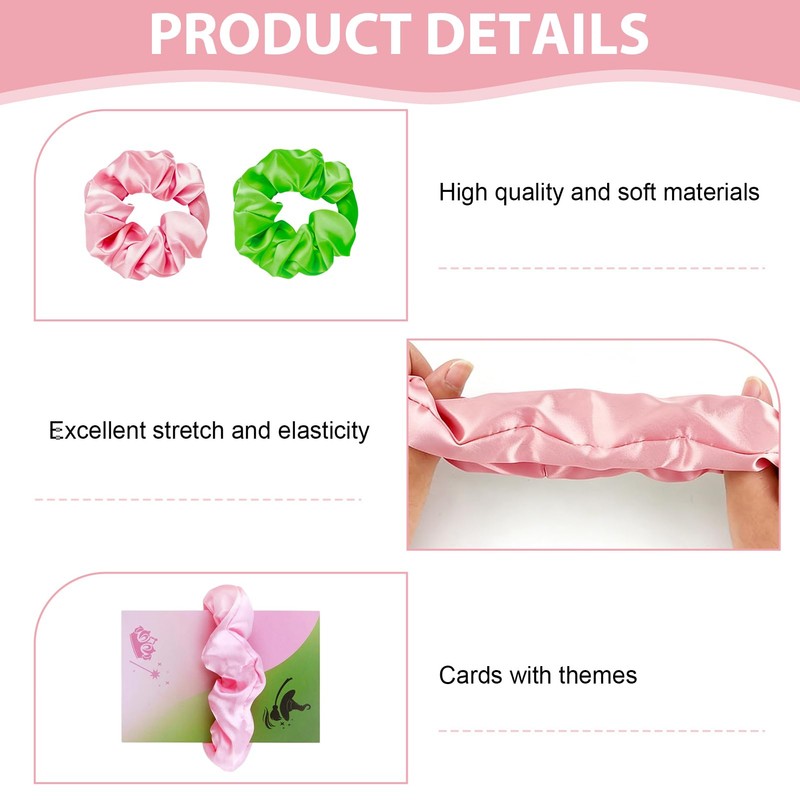24Pcs Wicked Party Favors Pink Green Hair Scrunchies Set Halloween