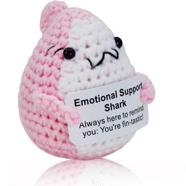 Emotional Support, Positive Crochet Shark Gift, Shark Cuddly Toy, Crochet Emotional Support Animal, Unique Birthday Gift for Shark Lovers, Friends, Women and Men (Pink)