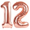 40 Inch Rose Gold Balloon Number 12 Balloon,Jumbo Mylar Foil