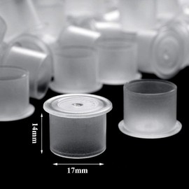 Tattoo Ink Caps, Unihuby 500Pcs Tattoo Ink Cups With Base White Clear Pigment Caps #17 Large Sizes for Tattoo Ink Tattoo Kit Tattoo Supply