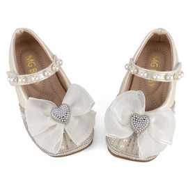 Cheerful Mario 1-5 Years Ballerina Shoes Girls Princess Mary Jane Shoes for Baby Toddler Girls Imitation Pearl, White