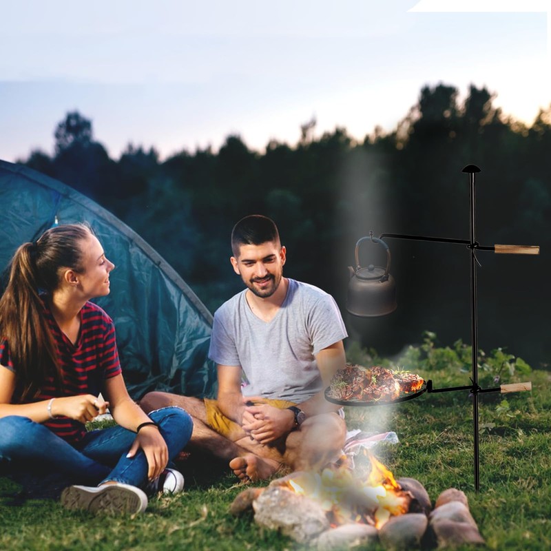 AVOFOREST Swivel Campfire Grill Grate Heavy Duty Camping Grill 360°