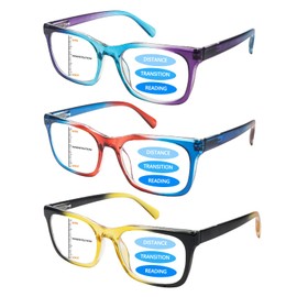 Ronecool 3 Pack Progressive Multifocus Reading Glasses for Women Men Blue Light Blocking Glasses Computer Readers Eyeglasses with Spring Hinge (3C, 1.5, x)