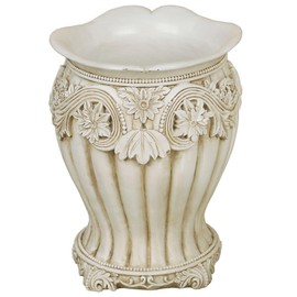 Touch of Class Flowering Medallion Wastebasket - Resin - Antique Ivory - Painted by Hand Container for Bathroom, En Suite, Kitchen - Functional Accessory