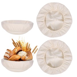 Giantree 2 Stück Leinentuch Brot Backen, Proofing Basket Cloth Liner Leinentuch Für Gärkorb Abdeckhauben Für Ebensmittell Proofing Tuch Teigtuch Back Rund mit Gummibund Zum Gärkörbchen (25cm)