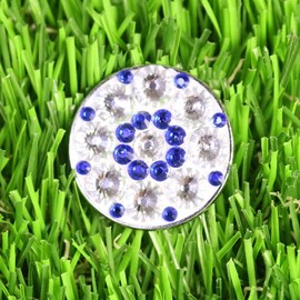 Myartte Crystal Golf Balll Markers with Golf Necklace for Lady Golfer (Deep Blue)