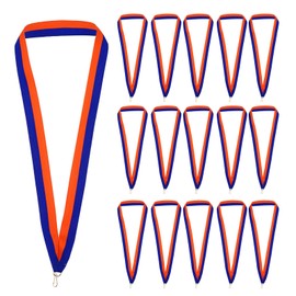 PATIKIL Award Neck Ribbons, 25 Pack Polyester Medal Lanyards with Snap Clip Blank Award Ribbon for Competitions Achievement Sports Party, Blue/Orange
