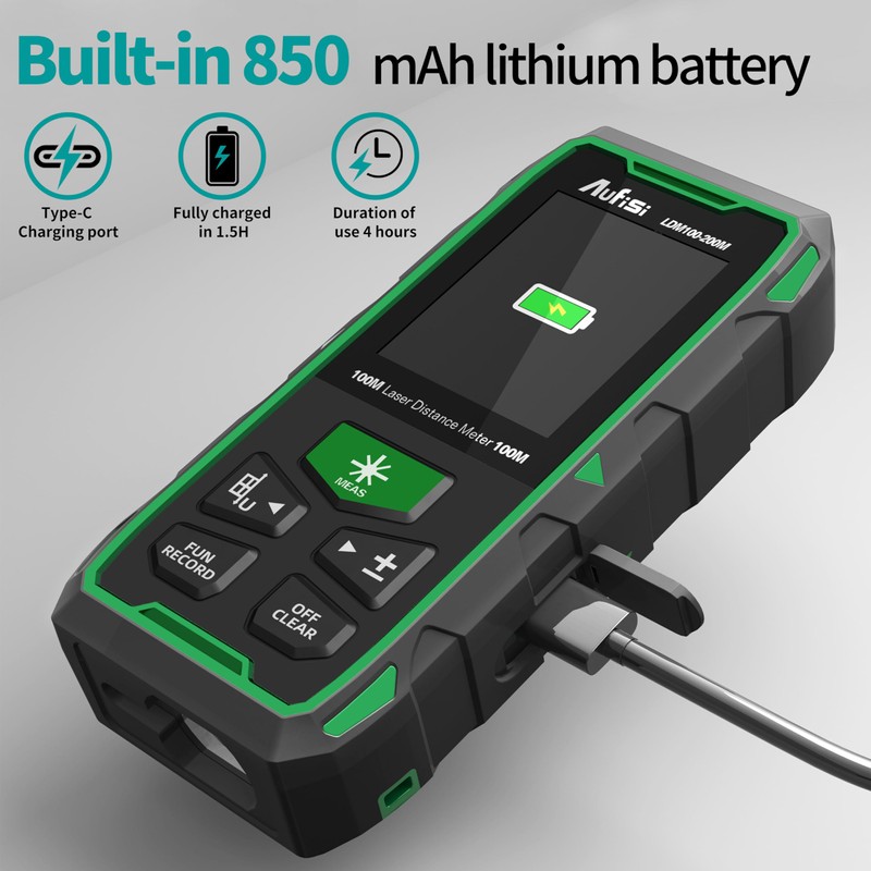 Laser Measuring Tool, 656FT Recharge Luminous LCD Display Dual Laser