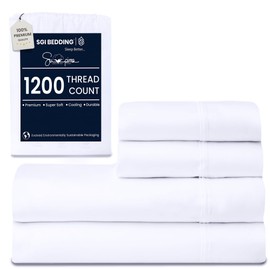 SGI bedding 4 Piece 100% Supima Cotton Sheets Full Size - 1200 TC, Ultra Luxury Cotton Sheets, 18 Inch Deep Pocket Sheet Set, 5 Star Hotel Quality Breathable, Soft and Premium Cotton- White