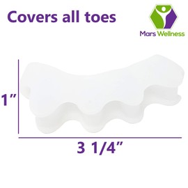 Mars Wellness Gel Toe Separators 1 Pair - Correct Bunions, Overlapping Toe, Crooked Toe - Hammer Toe Straightener Spacer - Universal Size