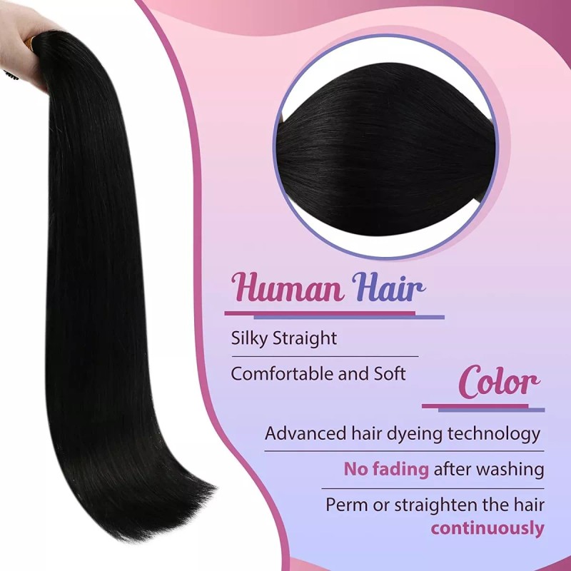 sunny hair Extensiones De Cabello Negro Azabache 22in 50gr