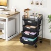 SYKIARIOL 4-Drawer Rolling Storage Cart with Mesh Top,Black