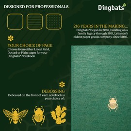 Dingbats* Pro B5 Plain Large Notebook - Textile Cover, Thread-Bound Journal - For Work, Travel - Pocket, Elastic Closure, Pen Holder, Bookmark