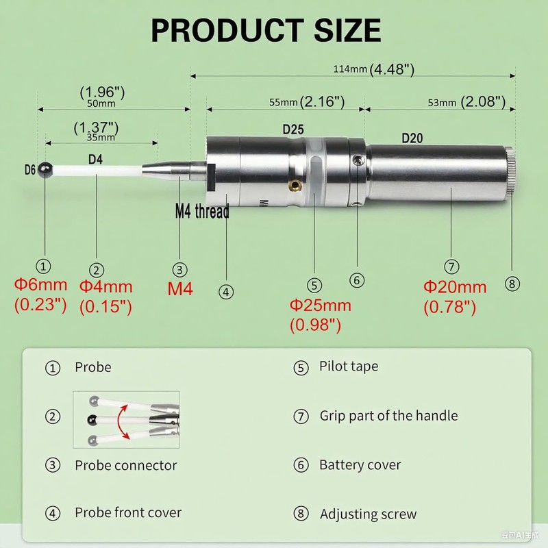 CNCTOPBAOS MMP25 3D Light Edge Finder with Ceramic Probe,to Find