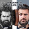 BFWood Boar Bristle Beard Brush, Black Wood Walnut Military Style,