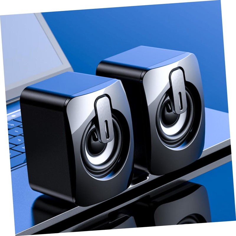 KOMBIUDA 1pair USB-Powered Computer Speakers RGB Lighting Omnidirectional Sound Portable