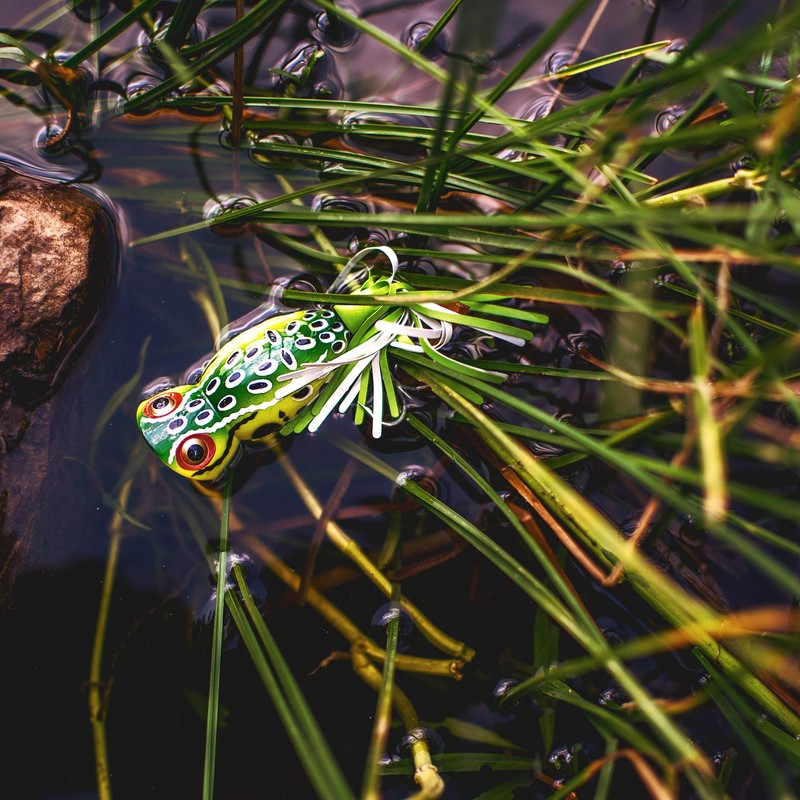 Arbogast Hula Popper Baits, Leopard Frog, 2-Inch