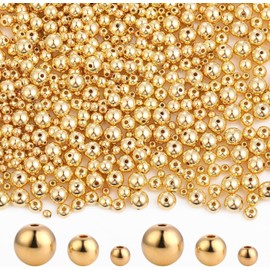 1200 Pieces Gold Beads,Smooth Round Beads Beaded Spacer Beads Gold Metal Beads for DIY Craft Making Jewelry Findings Bracelet Necklace Earring Making 4 Mm 6 Mm 8mm