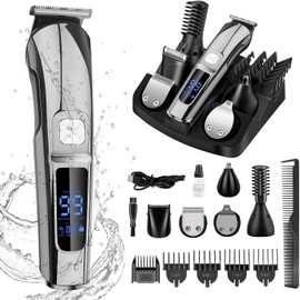 Cortapelo Hombre, Recortadora de Barba y Cortapelos Recargable USB,11 en 1 Máquina Cortadora para Hombre Máquina de Afeitar Cortapelos Nariz y Orejas Recortadora Precisión Impermeable