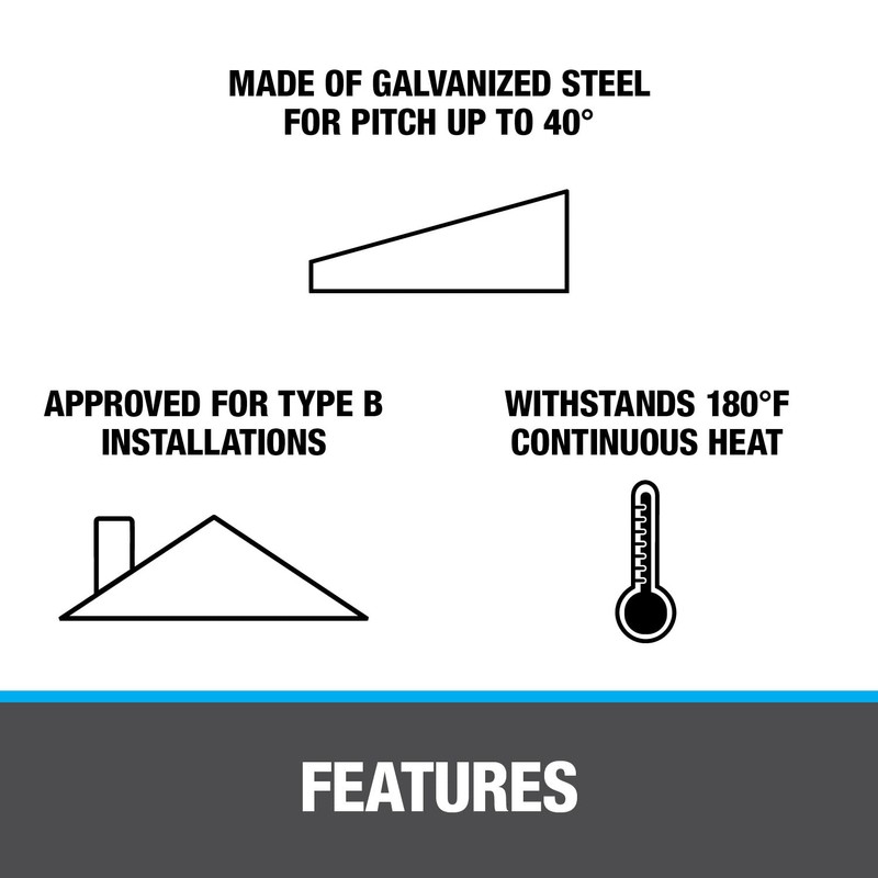Oatey 11853 Galvanized 2" pipe diameter No-Calk Roof Flashing 9"