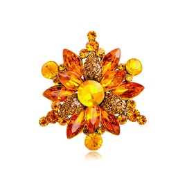 Rhinestone Large Flower Brooch Pin for Women Red Black Purple Flower Brooch Snowflake Brooch Marquise Wreath Brooches Christmas Snowflake Brooch Jewelry (Yellow)