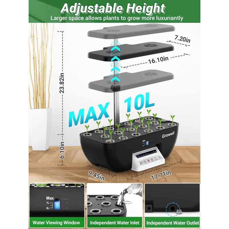 Hydroponics Growing System Kit, 17 Pods Herb Garden with 102