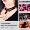 Deelfel Women's Choker Necklace, PU Leather, Studded Punk, O-Ring, Gothic