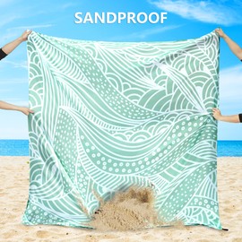 WIWIGO Beach Blanket Waterproof Sandproof Beach Mat 79" X 83" /10'x9'for 2-8 Adults Quick Drying Outdoor Picnic Mat Beach Accessories for Travel, Camping, Hiking