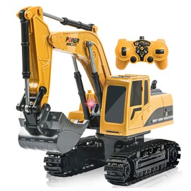 ID Gerilla Remote Control Excavator Toy, RC Construction - Metal Shovel Digger Vehicles with Lights Sounds and 680° Rotation Digging Sand, Christmas Birthday Gift for Aged 3 4 5 6-10 + Year Old