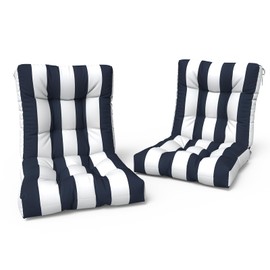 LVTXIII Outdoor Tufted Low Back Cushions Set of 2 Patio Seasonal Replacement Rocking Chair Cushion with Ties, Solid Seat and Back Chair Cushion, 42 L x 21W, Cabana Navy