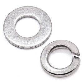 Glvaner 5/16" Stainless Steel Flat Washers 50 pcs (11/32" ID x 11/16" OD) and 5/16" ID Lock Washers 50 pcs Hardware Assortments 304 Stainless Steel