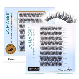 LA MAESII Lash Clusters, 48Pcs Wispy & Natural Eyelash Clusters, D Curl Eyelash Extensions with Super Soft Cluster Lashes Reusable 10-14mm Individual Lashes(CL17-D)
