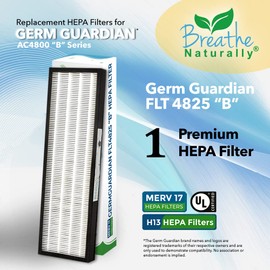 Breathe Naturally - Extra Thick Filters Compatible with FLT4825/AC4800 Air Purifier Series - AC4825E Replacement Filter - Ideal for Home and Office Use(1 Pack FLT4825 Hepa Filter B Replacement)